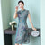 Mandarin Collar Cap Sleeve Floral Cheongsam Chinese Dress