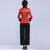 Veste chinoise en brocart avec col en fourrure et poignets longs