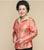 Veste de style chinois en taffetas brodé floral à col en V