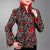 Double Collar V Neck Brocade Chinese Jacket with Big Butterfly Button