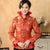Double Collar V Neck Brocade Chinese Jacket with Strap Buttons