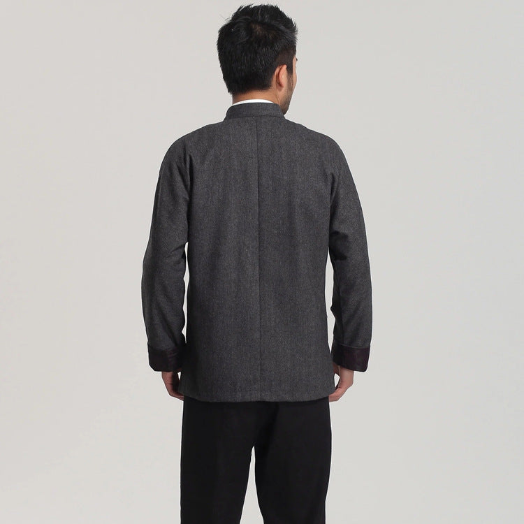 Long Sleeve Retro Woolen Chinese Style Jacket