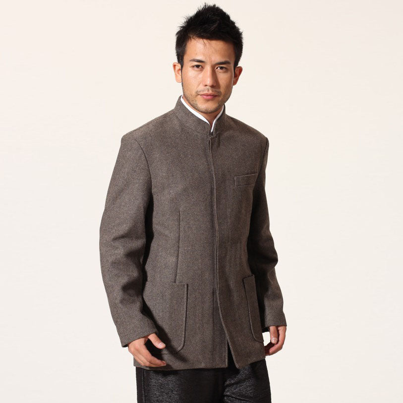 Long Sleeve Retro Wool Blend Chinese Style Jacket