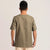 Kung-Fu-Hemd mit V-Ausschnitt aus Baumwolle mit halben Ärmeln