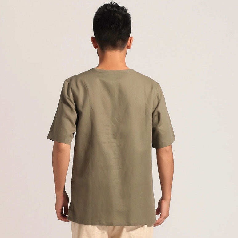 Signature Cotton Half Sleeve V Neck Kung Fu Shirt