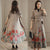 Long Sleeve Tea Length Floral Suede Chinese Wind Coat