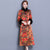 3/4 Sleeve Floral Watered Gauze Wadded Chinese Coat