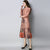 Long Sleeve Mandarin Collar Floral Suede A-Line Cheongsam Top Dress