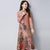 Long Sleeve Mandarin Collar Floral Suede A-Line Cheongsam Top Dress