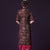 Vestido de cuello redondo con abrigo cheongsam Traje de 2 piezas