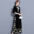 Floral Embroidery Velvet Cheongsam Top Full Length Ao Dai Dress