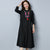 Mandarin Collar Floral Embroidery Tea Length Casual Dress