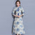 Floral Cotton Tea Length Chinese Style Casual Dress
