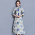 Floral Cotton Tea Length Chinese Style Casual Dress