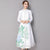 Tee-Länge 2-teiliger Anzug mit Mandarinkragen und vorne offenem chinesischem Kleid