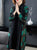Abrigo de viento floral hasta la rodilla y traje tradicional cheongsam de dos piezas