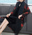 Abrigo de viento floral hasta la rodilla y traje tradicional cheongsam de dos piezas