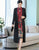 Traditional Floral Cheongsam & Tea Length Wind Coat Two Piece Suit