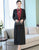 Traditional Floral Cheongsam & Tea Length Wind Coat Two Piece Suit