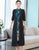 Traditional Floral Cheongsam & Tea Length Wind Coat Two Piece Suit