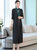 Traditional Floral Cheongsam & Tea Length Wind Coat Two Piece Suit