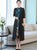 Traditional Floral Cheongsam & Tea Length Wind Coat Two Piece Suit