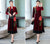 Tea Length Floral Embroidery Wind Coat & Dress Two Piece Suit