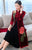 Tea Length Floral Embroidery Wind Coat & Dress Two Piece Suit