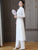 Long Sleeve Floral Embroidery Full Length Knitted Ao Dai Dress
