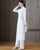 Long Sleeve Floral Embroidery Full Length Knitted Ao Dai Dress