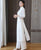 Long Sleeve Floral Embroidery Full Length Knitted Ao Dai Dress