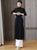 Long Sleeve Floral Embroidery Full Length Knitted Ao Dai Dress