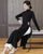Long Sleeve Floral Embroidery Full Length Knitted Ao Dai Dress