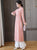Long Sleeve Floral Embroidery Full Length Knitted Ao Dai Dress
