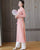 Long Sleeve Floral Embroidery Full Length Knitted Ao Dai Dress