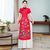 Robe Ao Dai à manches courtes et broderie paon