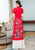 Robe Ao Dai à manches courtes et broderie paon