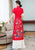 Peacock Embroidery Short Sleeve Full Length Ao Dai Dress