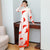 Lily Print Long Sleeve Full Length Chiffon Ao Dai Dress