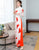 Lily Print Long Sleeve Full Length Chiffon Ao Dai Dress