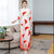 Lily Print Long Sleeve Full Length Chiffon Ao Dai Dress