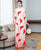 Lily Print Long Sleeve Full Length Chiffon Ao Dai Dress