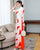 Lily Print Long Sleeve Full Length Chiffon Ao Dai Dress