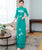 Abito Ao Dai in chiffon a tutta lunghezza a maniche lunghe con stampa loto