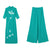 Abito Ao Dai in chiffon a tutta lunghezza a maniche lunghe con stampa loto