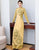 Mandarin Collar Flower Print Long Sleeve Full Length Ao Dai Dress