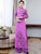 Mandarin Collar Flower Print Long Sleeve Full Length Ao Dai Dress