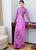 Mandarin Collar Flower Print Long Sleeve Full Length Ao Dai Dress