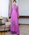 Mandarin Collar Flower Print Long Sleeve Full Length Ao Dai Dress