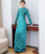 Mandarin Collar Flower Print Long Sleeve Full Length Ao Dai Dress